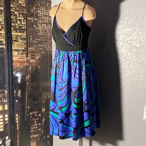 MAGGY LONDON - dress: floral lined bottom and black stretchy strappy top - 16 - Picture 5 of 16